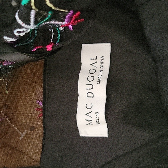 NWT Mac Duggal Embroidered Illusion Puff Sleeve Column Gown Floral 18 # 79379 - Picture 12 of 17